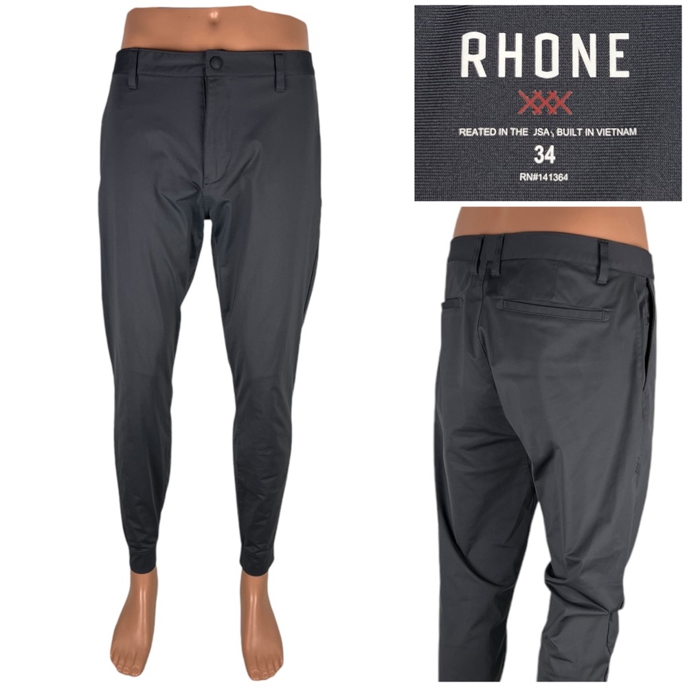Rhone Commuter Pants Mens 34 X 29 Joggers Gray Slim Ankle Zipper Polyester EUC